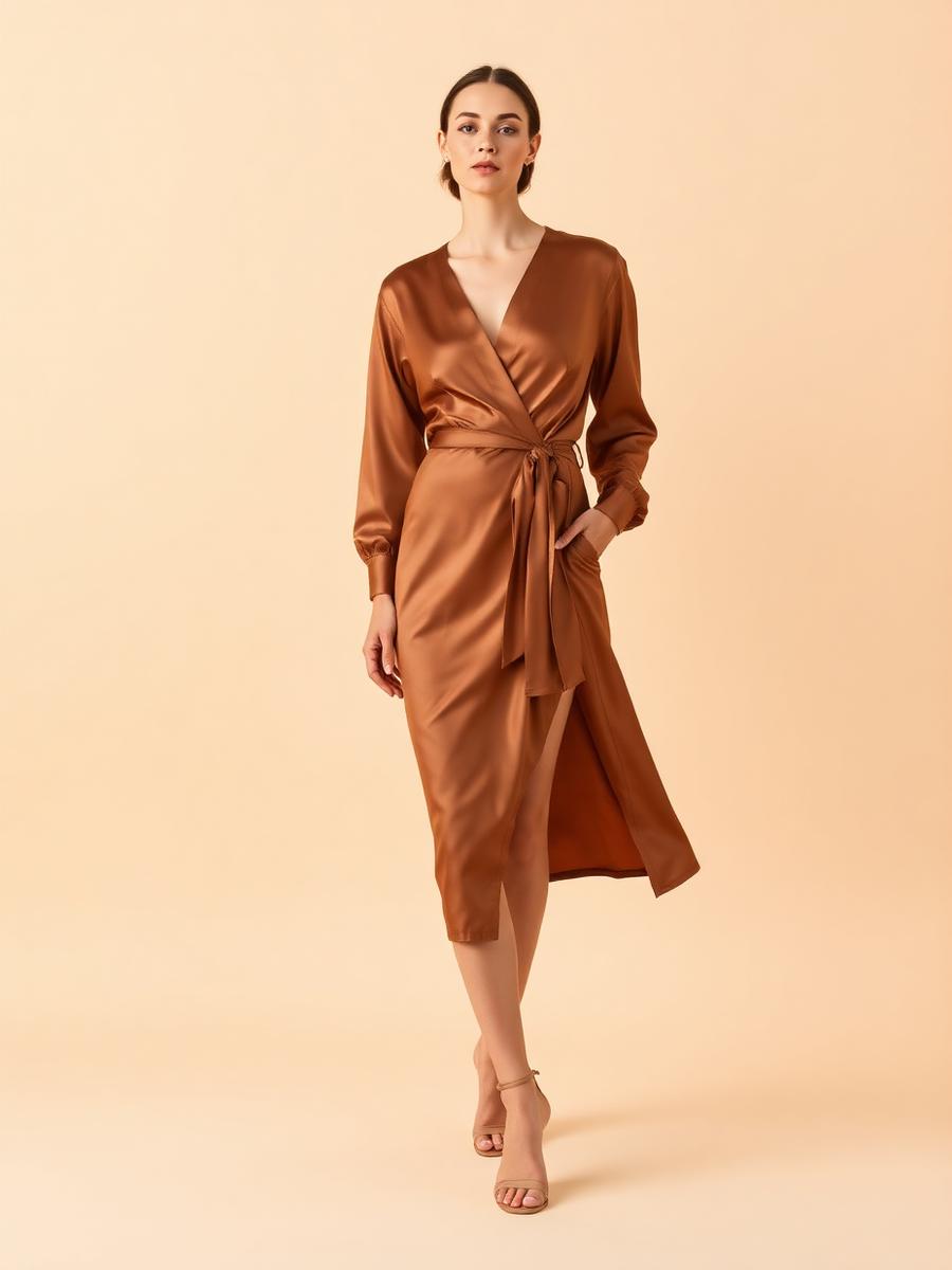 Sable Midi Wrap Dress